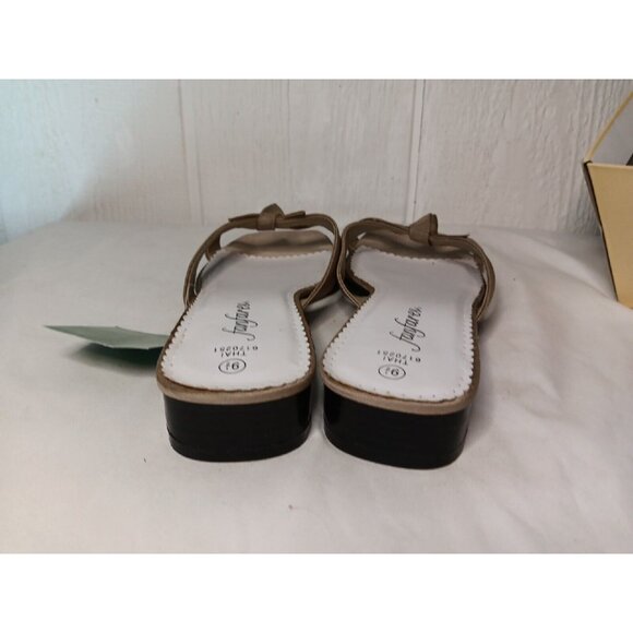 Fanfares Thai Womens 9.5 Dress Sandal Natural Tan Slide Slip On Knotted NEW - Picture 5 of 8